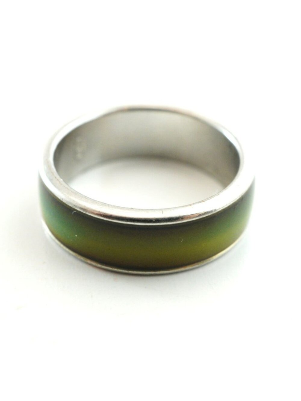 Mood Ring With Stainless Steel Band Size 5.75 Color-Changing Green Hue